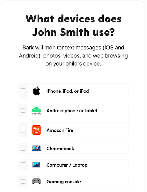 Parents can connect all the different devices their child uses to Bark.