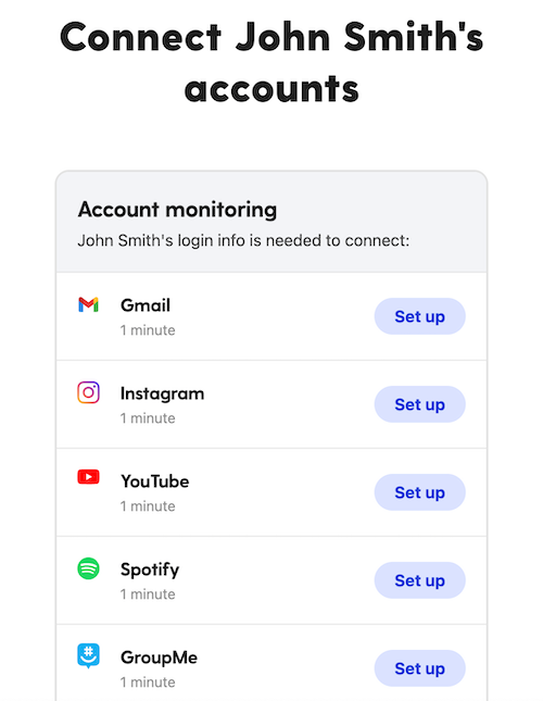 While parents can connect a child's accounts to Bark, the app also gives the option for the child to link their accounts as well.
