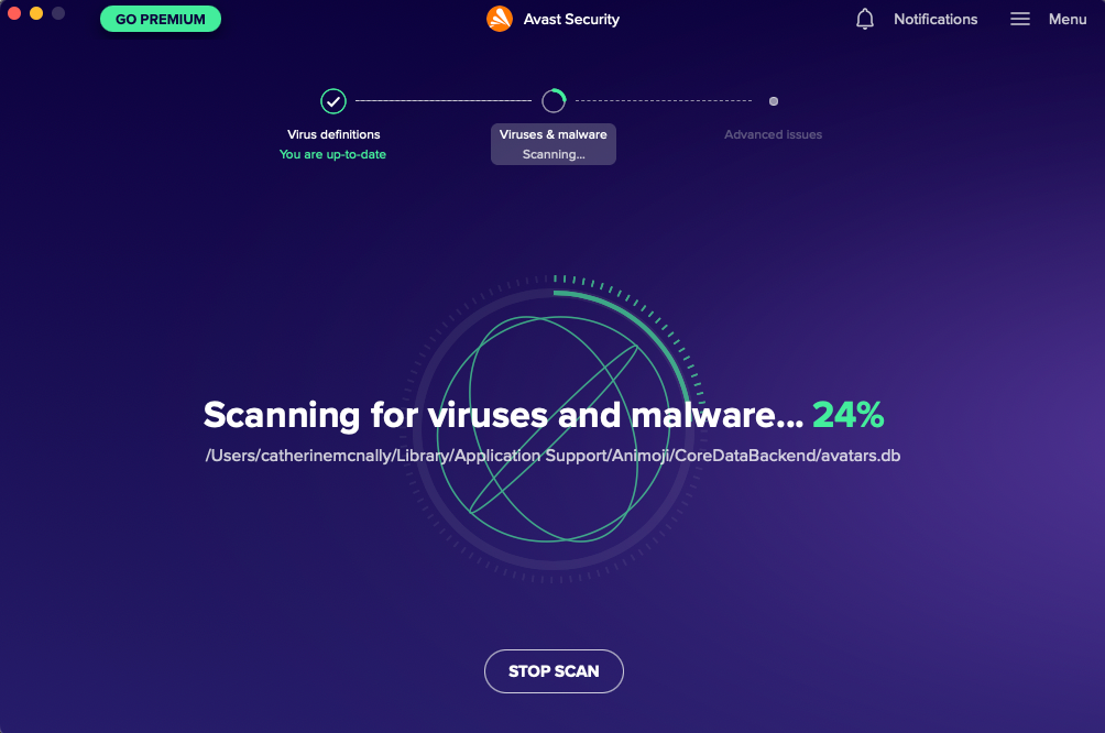 Avast Free Antivirus includes a full system scan
