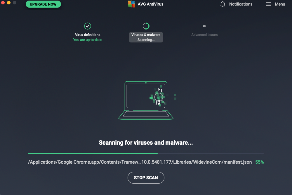 AVG's free antivirus offers no-frills protection, including antivirus scans.