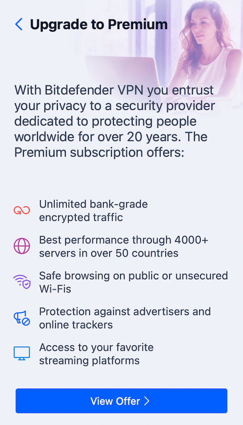 Bitdefender Premium VPN lets you choose your location, among other features, and costs $29.99 for your first year.