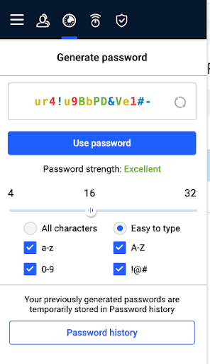 Bitdefender Password Manager's password generator.