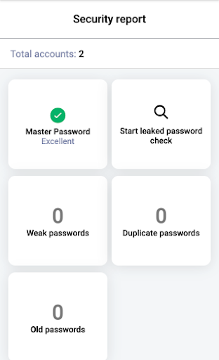 Bitdefender Password Manager's security report page.