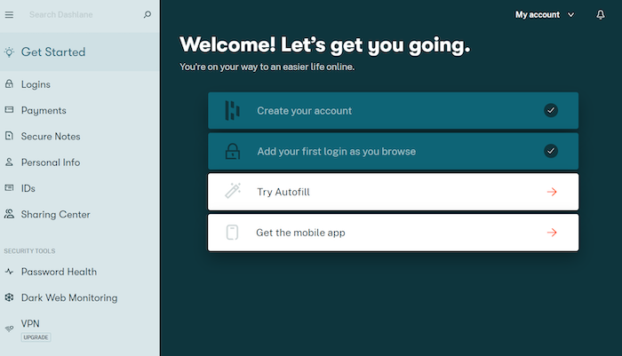 Dashlane starts out with a quick tutorial to help you get all the essential features set up.