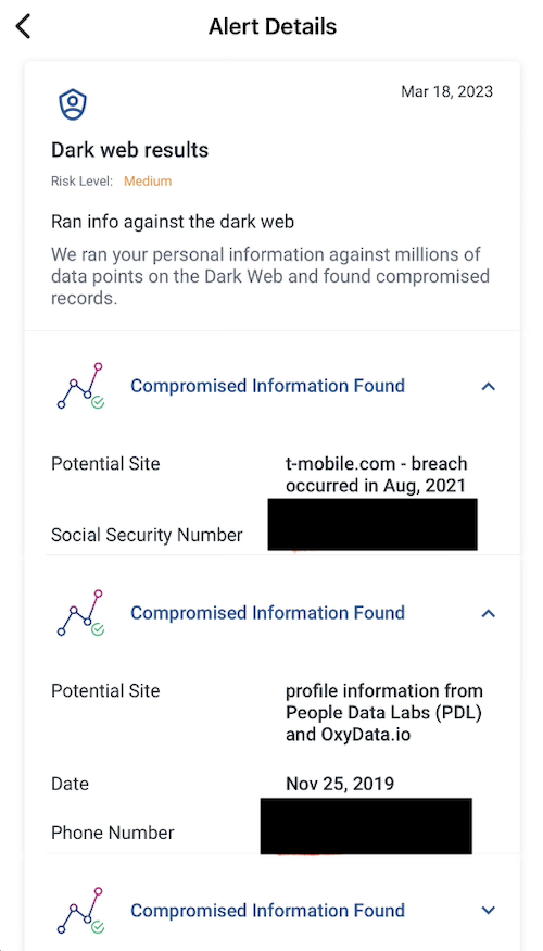 IdentityWorks scans the dark web for your compromised data and alerts you if it finds anything.