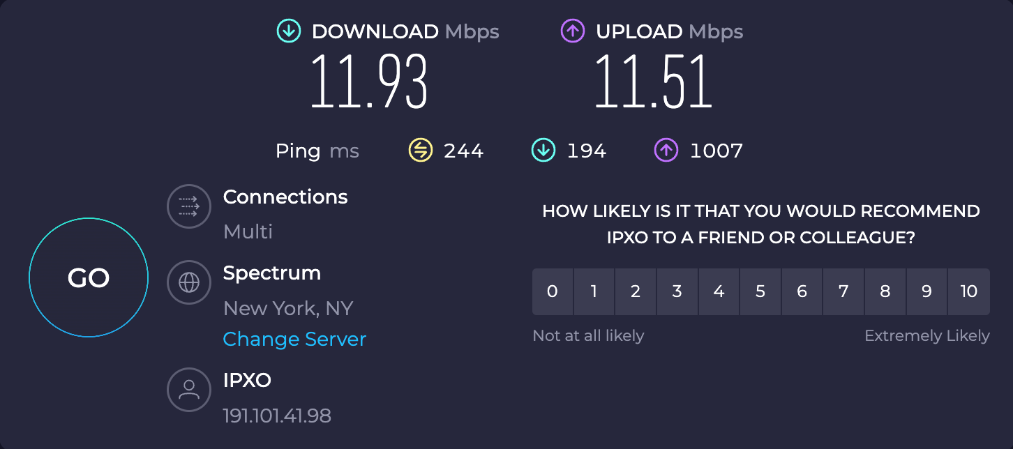 We had trouble finding an ExpressVPN server in the U.S. that didn't drastically slow down our internet speed, but this server in New York provided the best results.