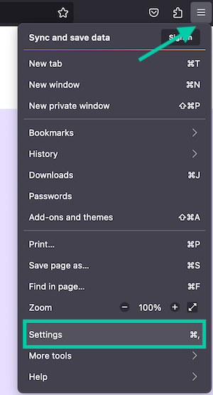 To change your Firefox privacy settings, click the three horizontal bars in the top-right of your browser window.