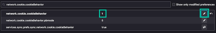 You can set Firefox's tracking cookies blocker to a value of 1-5. We recommend values 1-4, with 4 being the strongest.