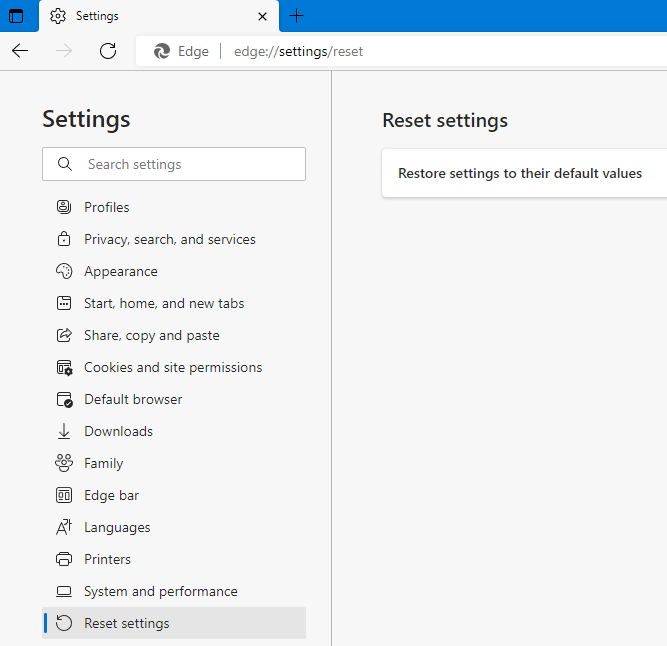 A screenshot of the Microsoft Edge settings menu and Reset Settings option is highlighted