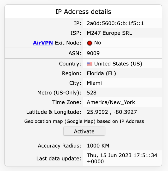 hide.me DNS leak test results.