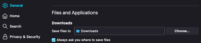 To turn off automatic downloads in Firefox, open your Settings menu and scroll down to the Downloads section. Make sure the box is checked to ask where you want to save files.