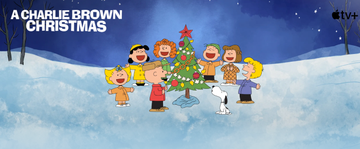 A Charlie Brown Christmas banner on the Apple TV+ website.