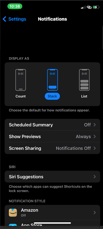 iphone screen settings 