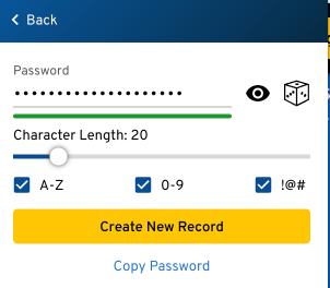 The KeeperFill browser extension with a password generator.