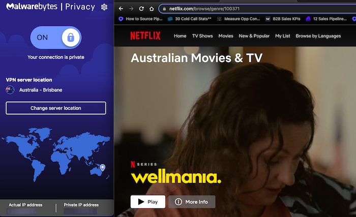 Malwarebytes Privacy VPN successfully unblocked Australian Netflix.