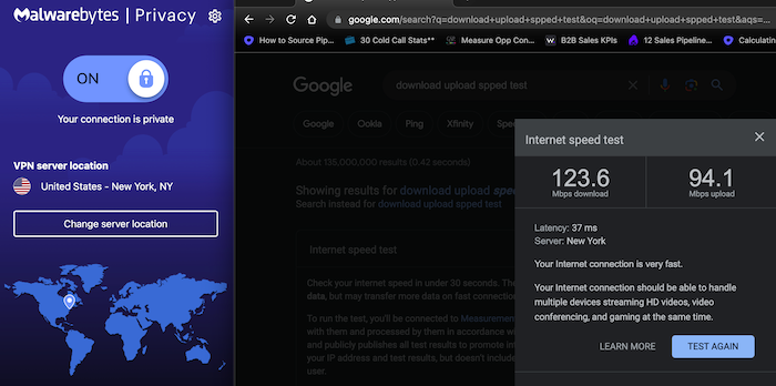 Our speed tests showed Malwarebytes VPN slowed our internet speed down significantly, making it a less-than-stellar choice for activities like streaming.