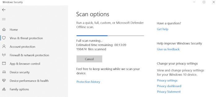 Our initial scan with Microsoft Defender took about an hour to complete, which is a lot longer than other antivirus products.