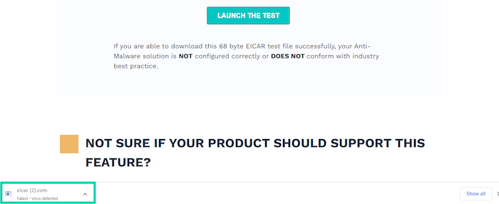 We check antivirus efficacy by running EICAR tests to see whether the antivirus detects malware or not.
