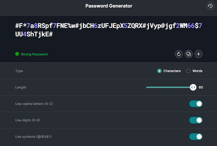 You can generate up to a 60-character password with NordPass.