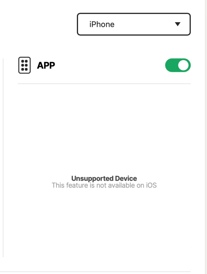 Norton Family iOS app on the app monitoring page, which just reads that this feature is not supported on iOS.