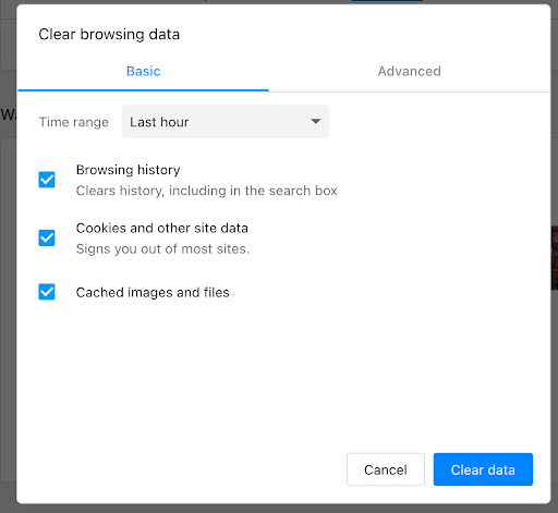 Open your Opera browsing data settings and check the boxes next to Browsing history and Cookies and other site data.
