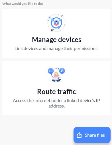 NordVPN's Meshnet feature with options to manage devices and route traffic.
