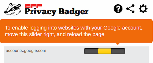 We liked that Privacy Badger notified us with a way to fix browsing errors, such as customizing permissions when we tried to log into our Google account.