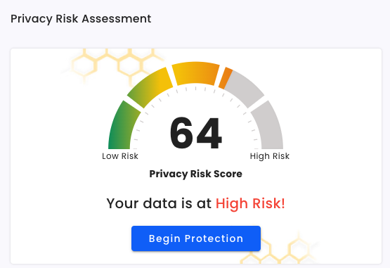 Your privacy risk assessment includes a unique privacy risk score that's a results of your privacy threats, vulnerabilities, and proactive measures you've taken.