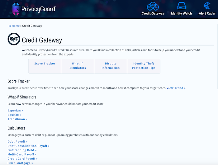 PrivacyGuard's dashboard includes multiple types of alerts, including new accounts, public records, and more.