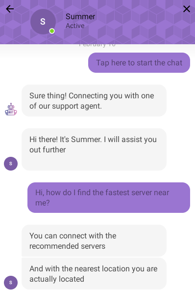 A live chat with a PureVPN customer support representative.