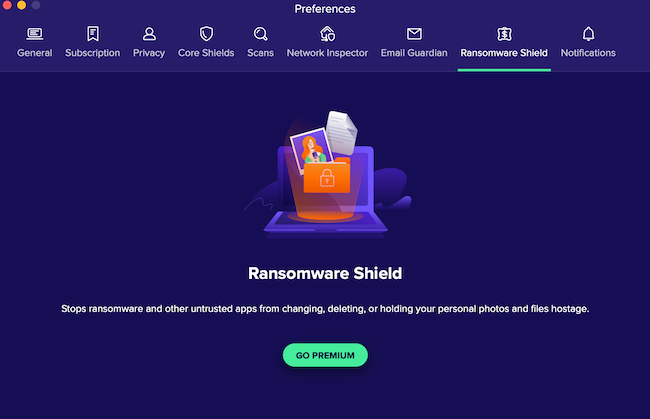 Screenshot of Ransomware Shield. 