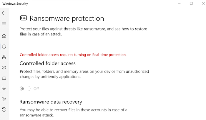 You can enable anti-ransomware features in the Windows Security app.