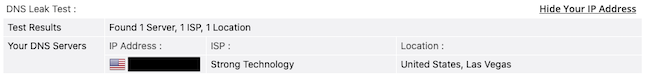 Screenshot of DNS test leak
