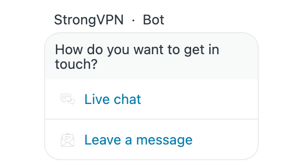 Screenshot of StrongVPN live chat