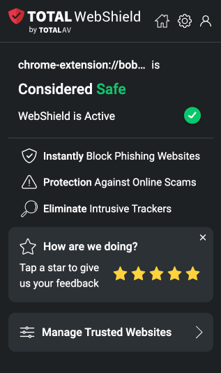 TotalAV's WebShield lets you know if a web page is safe to visit.