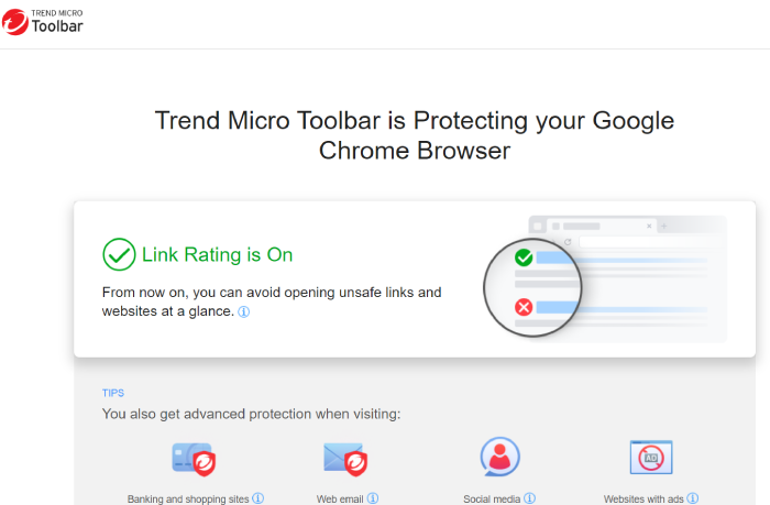 A description for the Trend Micro Toolbar, which protects your Google Chrome browser, as well as tips for use.