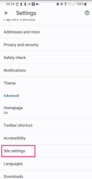 On your Android phone, open Google Chrome's settings and look for Site settings to begin blocking pop-up ads.