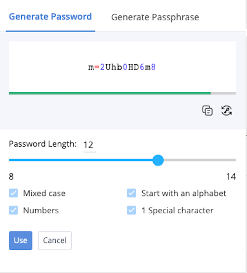Zoho Vault lets you customize the password length, whether you want mixed upper and lower cases, numbers, or special characters.